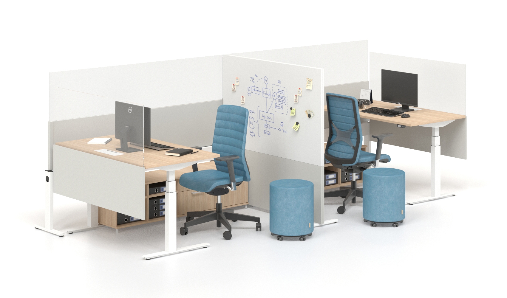 Active 70.9" Adjustable 3-Column Sit-Stand Office Desk