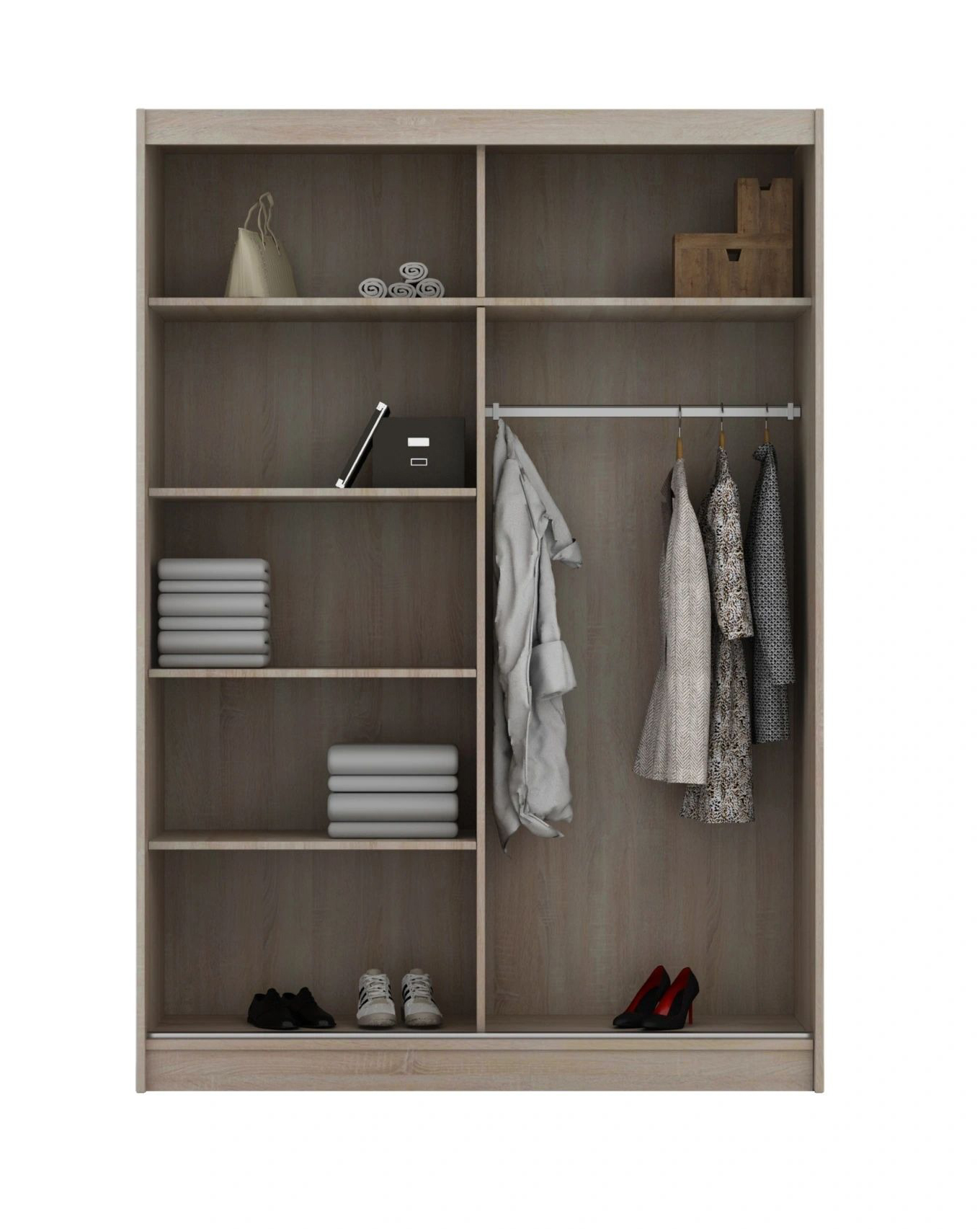 Peso 71-inch 2-Door Wood Wardrobe with Mirror