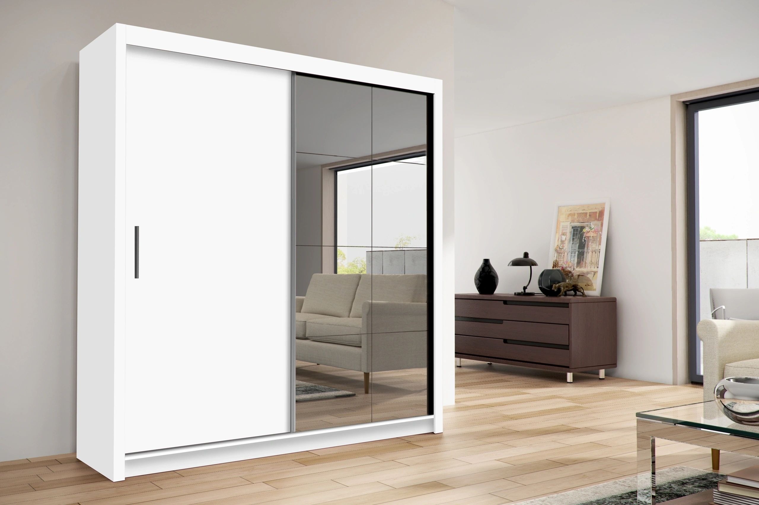 Peso 71-inch 2-Door Wood Wardrobe with Mirror