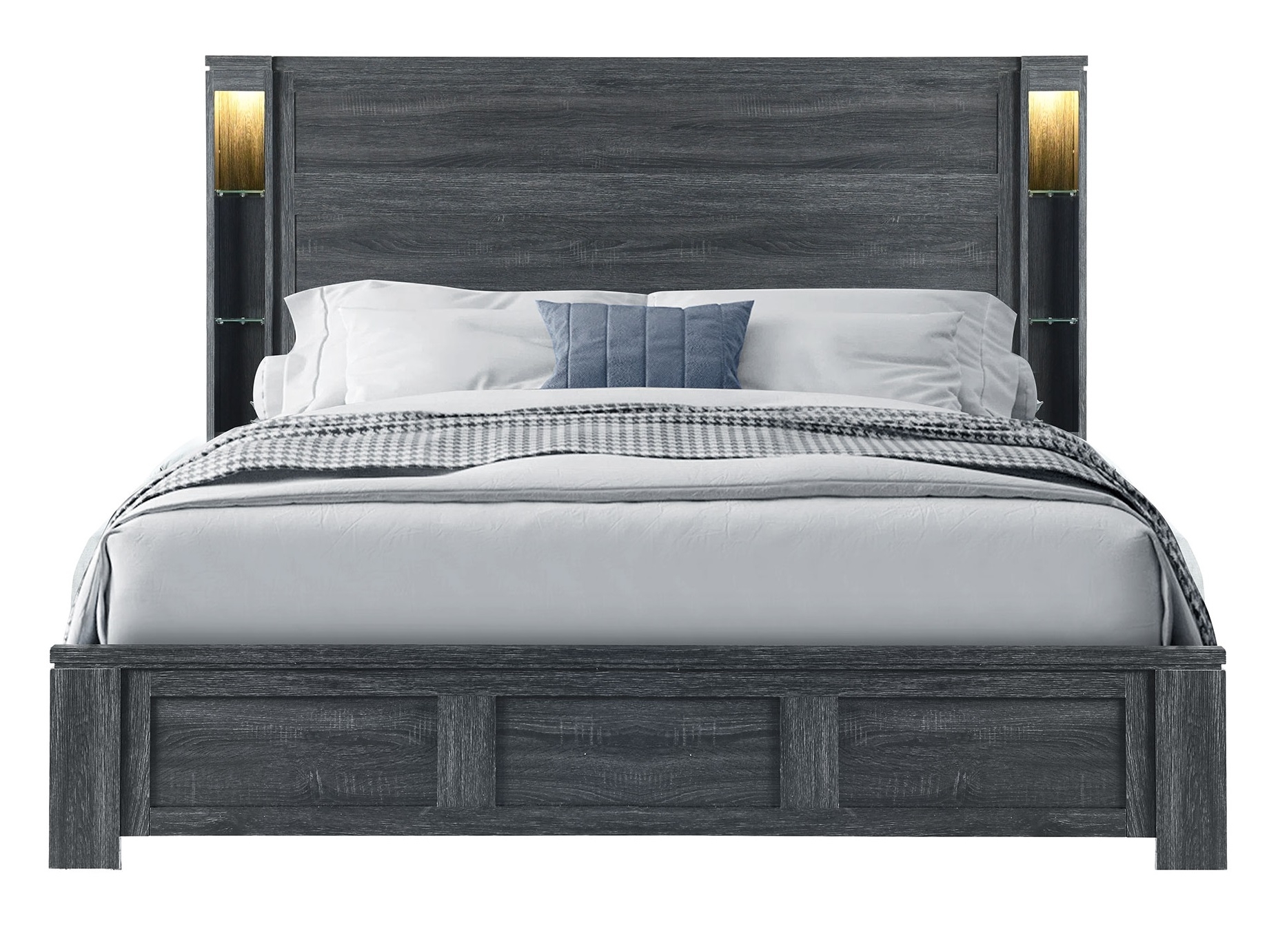 Cypress Wood Platform Bed w/LED