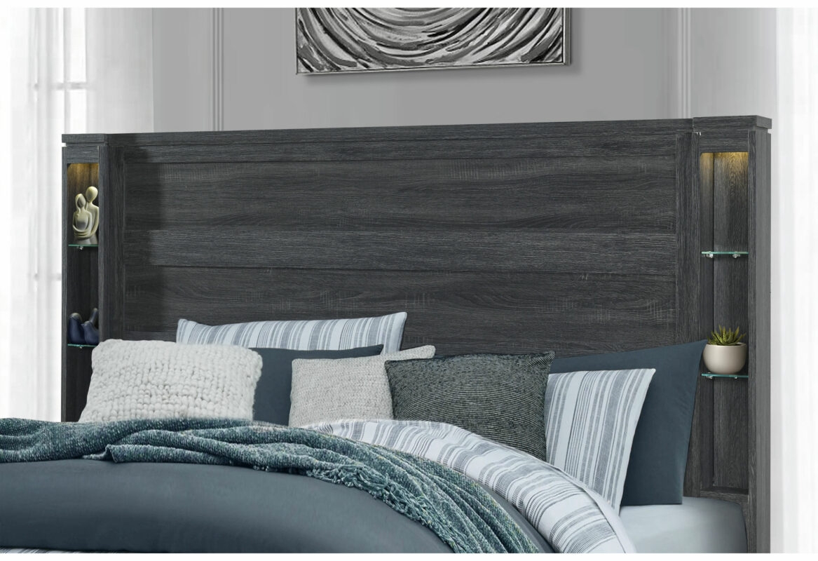 Cypress Wood Platform Bed w/LED, King Size