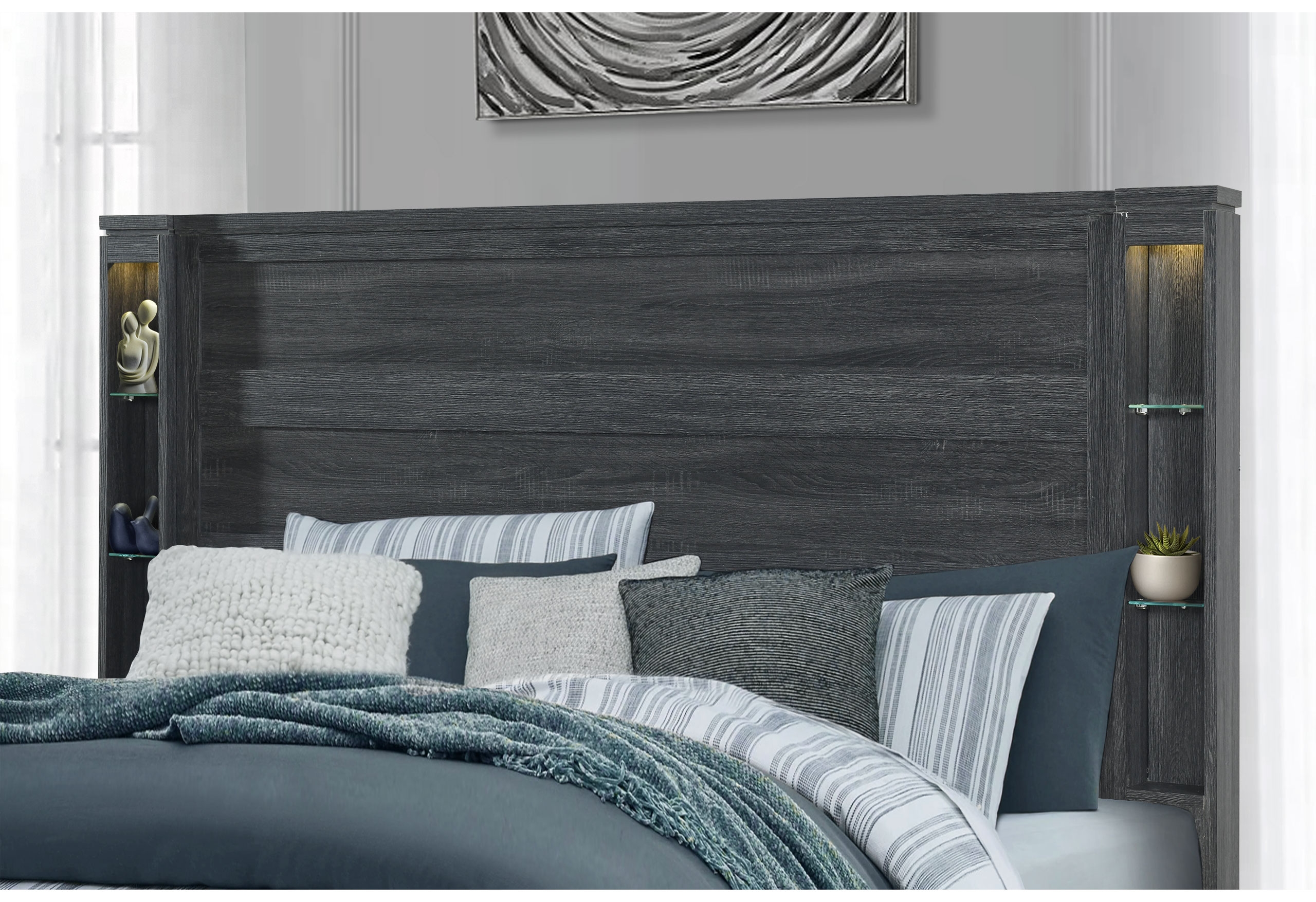 Cypress Wood Platform Bed w/LED