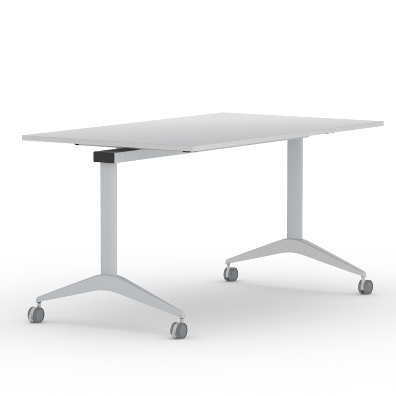 NARBUTAS Flip-Top 62.9" Conference White Table with Metal Frame
