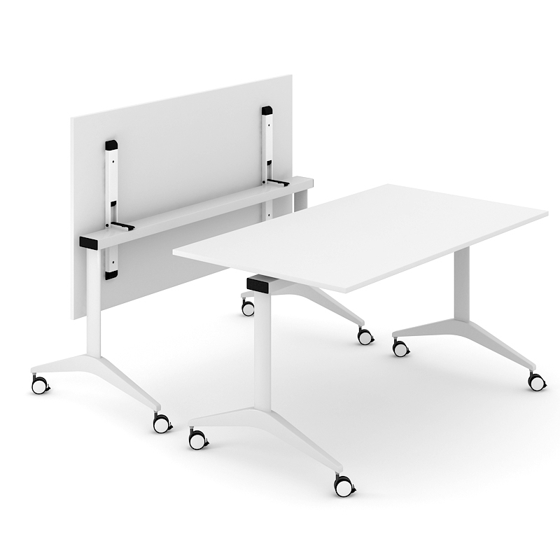 NARBUTAS Flip-Top 62.9" Conference White Table with Metal Frame