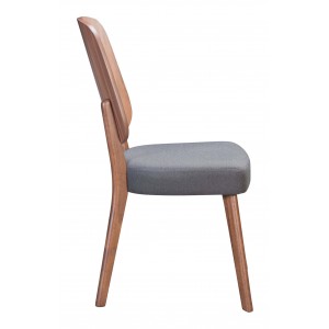 Alberta Dining Chair, Walnut & Dark Gray by Zuo Modern