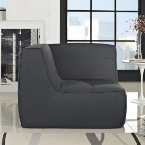 Align Tufted Fabric Corner Chair, Charcoal by Modway Furniture