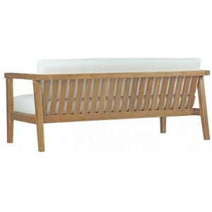 Bayport Outdoor Patio Teak Sofa, Natural/White by Modway Furniture