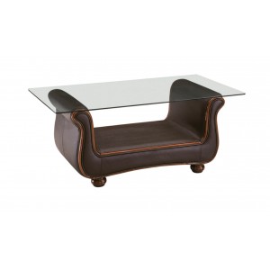 262 Glass/Leather Coffee Table by ESF Furniture