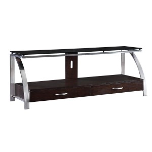 Tioga Wood/Stainless Steel TV Stand by Homelegance