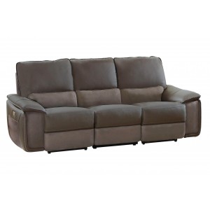 Corazon Leather/Fabric Power Double Reclining Sofa by Homelegance