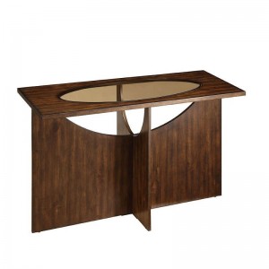 Akita Glass/Wood Veneer Console Table by Homelegance