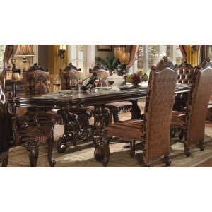 Versailles PU/Fabric/Wood 120"L Dining Set by ACME
