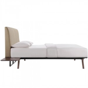 Tracy 3 Piece Queen Wood/Fabric Platform Bedroom Set, Cappuccino Latte by Modway Furniture