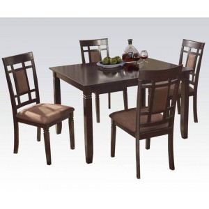 Sonata Wood/Microfiber Dining Set (Table + 4 Chairs) by ACME