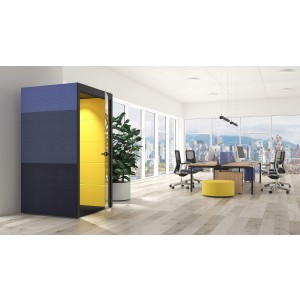 S Small Soundproof Acoustic Office Pod with Fabric Walls, Glass Door by NARBUTAS