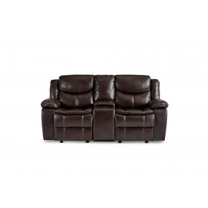 Bastrop Leather Gel Match Double Glider Reclining Love Seat w/Console by Homelegance