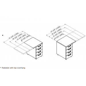 Basic Stationary Pedestal w/4 Drawer by MDD Office Furniture
