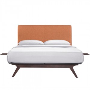 Tracy 3  Piece Queen Wood/Fabric Platform Bedroom Set, Cappuccino Orange by Modway Furniture