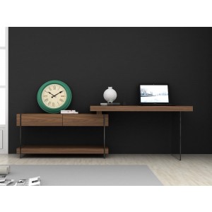 Elm Modern Wood Veneer/Glass Office Desk w/Storage Drawers by J&M Furniture