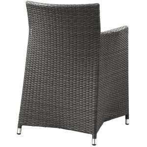 Junction 5 Piece Outdoor Patio Synthetic Rattan Weave Wicker Dining Set, Brown/White by Modway Furniture