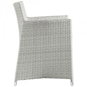 Junction 3 Piece Outdoor Patio Synthetic Rattan Weave Wicker Dining Set, Gray/White by Modway Furniture