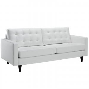 Empress Leather Sofa, White by Modway Furniture