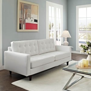 Empress Leather Sofa, White by Modway Furniture