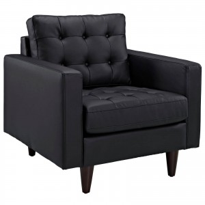 Empress Leather Armchair, Black by Modway Furniture