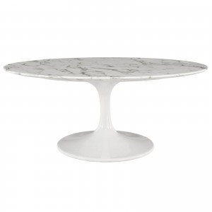 Lippa 42" Oval-Shaped Artificial Marble Coffee Table by Modway Furniture