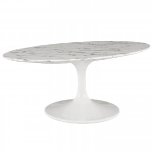 Lippa 42" Oval-Shaped Artificial Marble Coffee Table by Modway Furniture