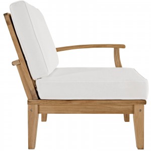Marina Outdoor Patio Teak Left-Arm Sofa, Natural + White by Modway Furniture