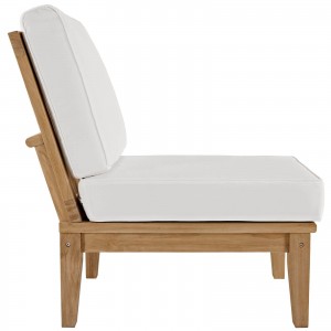Marina Outdoor Patio Teak Middle Sofa, Natural + White by Modway Furniture