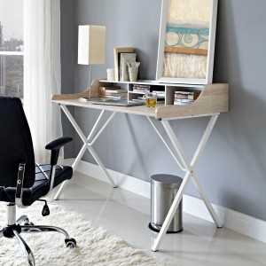 Bin Office Desk, Oak by Modway Furniture