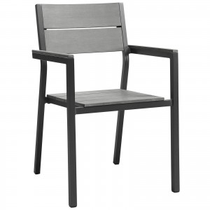 Maine Dining Outdoor Patio Armchair, Brown + Gray by Modway Furniture
