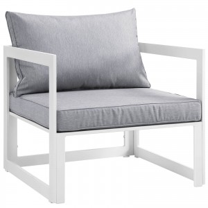 Fortuna Outdoor Patio Armchair, White + Gray by Modway Furniture