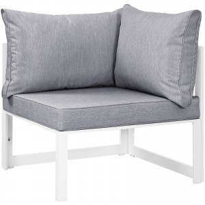Fortuna Corner Outdoor Patio Armchair, White + Gray by Modway Furniture