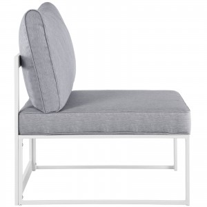 Fortuna Outdoor Patio Armless Chair, White + Gray by Modway Furniture