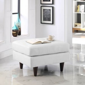 Empress Leather Ottoman, White by Modway Furniture