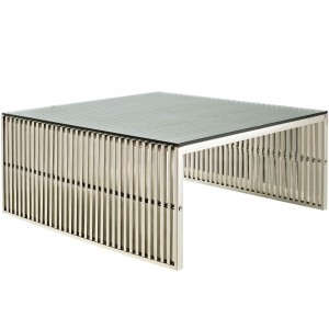 Gridiron Glass/Stainless Steel Coffee Table by Modway Furniture