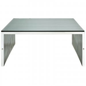 Gridiron Glass/Stainless Steel Coffee Table by Modway Furniture