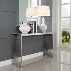 Gridiron Stainless Steel Console Table, Silver by Modway Furniture