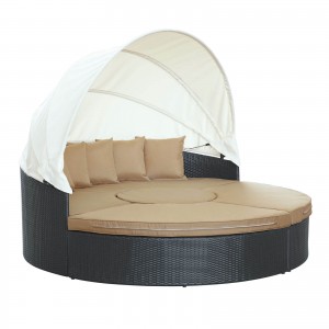 Quest Canopy Outdoor Patio Daybed, Espresso + Mocha by Modway Furniture