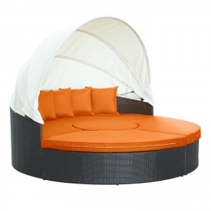 Quest Canopy Outdoor Patio Daybed, Espresso + Orange by Modway Furniture