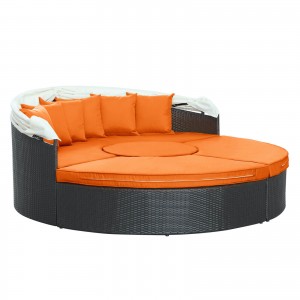 Quest Canopy Outdoor Patio Daybed, Espresso + Orange by Modway Furniture