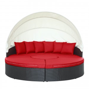 Quest Canopy Outdoor Patio Daybed, Espresso + Red by Modway Furniture