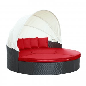 Quest Canopy Outdoor Patio Daybed, Espresso + Red by Modway Furniture