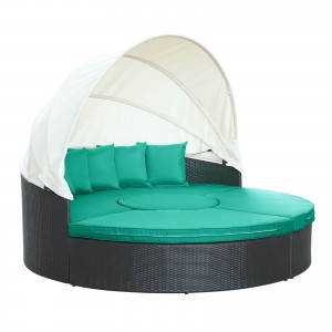 Quest Canopy Outdoor Patio Daybed, Espresso + Turquoise by Modway Furniture