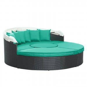 Quest Canopy Outdoor Patio Daybed, Espresso + Turquoise by Modway Furniture