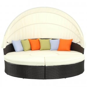 Quest Canopy Outdoor Patio Daybed, Espresso + White by Modway Furniture