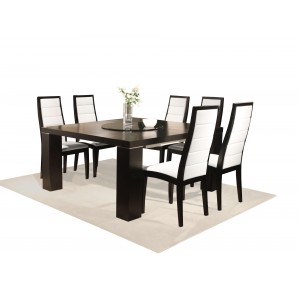 Jordan Wood/Glass/Leather Dining Room Set by Sharelle Furnishings